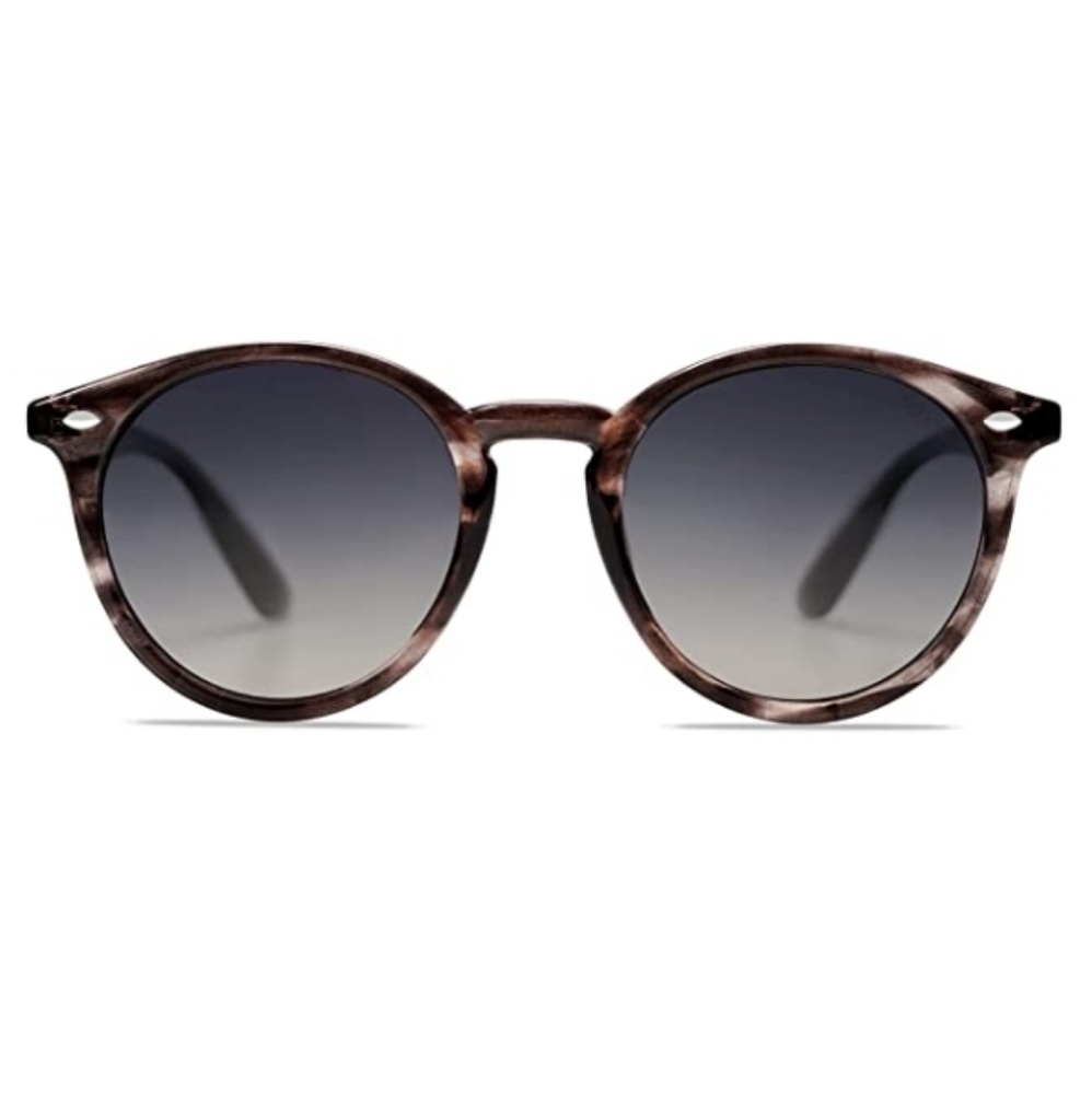 Gray Round Polarized Sunglasses for Women Men Classic Vintage - Picture 3 of 3